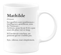 quotedazur Café-Croissant - Mug Définition Prénom Mathilde Déesse Tout Simplement - Tasse Prénom Mathilde Pour Noël Au - Blanc/Céramique