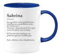 quotedazur Café-Croissant - Mug Définition Prénom Sabrina Déesse Tout Simplement - Cadeau Prénom - Cadeau Famille Saint Valentin - Tasse Prénom Sabrina - Pour Noël Au - Bleu/Céramique