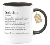 quotedazur Café-Croissant - Mug Définition Prénom Sabrina Déesse Tout Simplement - Cadeau Prénom - Cadeau Famille Saint Valentin - Tasse Prénom Sabrina - Pour Noël Au - Noir/Céramique