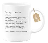 quotedazur Café-Croissant - Mug Définition Prénom Stephanie Déesse Tout Simplement - Cadeau Prénom - Cadeau Famille Saint Valentin - Tasse Prénom Stephanie - Pour Noël Au - Blanc/Céramique