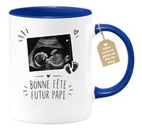 quotedazur Café-Croissant - Mug Échographie Futur Papa - Bleu/Céramique | Annonce de Grossesse Échographie pour Futur Papa