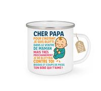 quotedazur Café-Croissant - Mug Futur Papa Bébé - Tasse Cadeau Pour Futur Papa Enceinte Naissance - Idée Cadeau Fête Des Pères Anniversaire Noël - Blanc/emaille