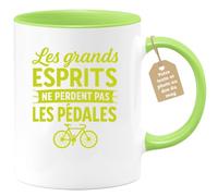quotedazur Café-Croissant - Mug Grands Esprits Gardent Toujours Leurs Pédales, Une Touche D'humour Et Sagesse - Vert/céramique