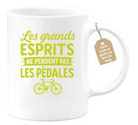 quotedazur Café-Croissant - Mug Grands Esprits Gardent Toujours Leurs Pédales, Une Touche D'humour Et Sagesse - Blanc/céramique