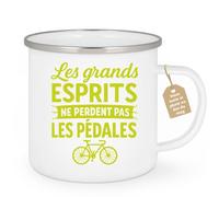 quotedazur Café-Croissant - Mug Grands Esprits Gardent Toujours Leurs Pédales, Une Touche D'humour Et Sagesse - Blanc/emaille