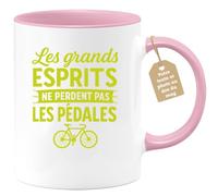 quotedazur Café-Croissant - Mug Grands Esprits Gardent Toujours Leurs Pédales, Une Touche D'humour Et Sagesse - Rose/céramique