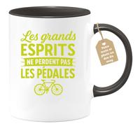 quotedazur Café-Croissant - Mug Grands Esprits Gardent Toujours Leurs Pédales, Une Touche D'humour Et Sagesse - Noir/céramique