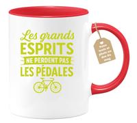 quotedazur Café-Croissant - Mug Grands Esprits Gardent Toujours Leurs Pédales, Une Touche D'humour Et Sagesse - Rouge/céramique
