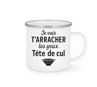 quotedazur Café-Croissant - Mug Humour Je Vais T'arracher Les Yeux Tête De Cul - Cadeau Anniversaire Drôle Homme Femme - Blanc/emaille