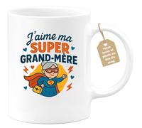quotedazur Café-Croissant - Mug J'aime Ma Super Grand-mère, Un Cadeau Parfait Pour Elle - Blanc/céramique