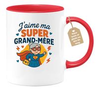 quotedazur Café-Croissant - Mug J'aime Ma Super Grand-mère, Un Cadeau Parfait Pour Elle - Rouge/céramique