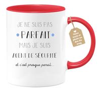 quotedazur Café-Croissant - Mug Je Ne Suis Pas Parfait Mais Je Suis Agent de securite - Cadeau Métier Travail Cadeau Pot De Départ Chef Mutation Tasse Retraite Noël Au - Rouge/Céramique