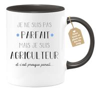 quotedazur Café-Croissant - Mug Je Ne Suis Pas Parfait Mais Je Suis Agriculteur - Cadeau Métier Travail Cadeau Pot De Départ Chef Mutation Tasse Retraite Noël Au - Noir/Céramique