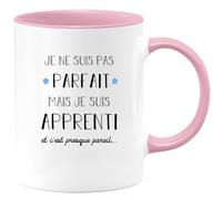 quotedazur Café-Croissant - Mug Je Ne Suis Pas Parfait Mais Je Suis Apprenti - Cadeau Métier Travail Cadeau Pot De Départ Chef Mutation Tasse Retraite Noël Au - Rose/Céramique