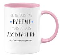 quotedazur Café-Croissant - Mug Je Ne Suis Pas Parfait Mais Je Suis Assistant rh - Cadeau Métier Travail Cadeau Pot De Départ Chef Mutation Tasse Retraite Noël Au - Rose/Céramique