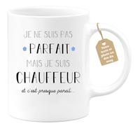 quotedazur Café-Croissant - Mug Je Ne Suis Pas Parfait Mais Je Suis Chauffeur - Cadeau Métier Travail Cadeau Pot De Départ Chef Mutation Tasse Retraite Noël Au - Blanc/Céramique