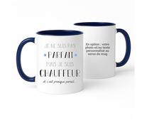 quotedazur Café-Croissant - Mug Je Ne Suis Pas Parfait Mais Je Suis Chauffeur - Cadeau Métier Travail Cadeau Pot De Départ Chef Mutation Tasse Retraite Noël Au - Bleu/Céramique