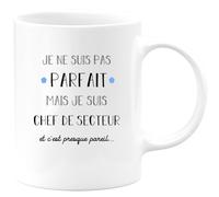 quotedazur Café-Croissant - Mug Je Ne Suis Pas Parfait Mais Je Suis Chef de secteur - Cadeau Métier Travail Cadeau Pot De Départ Chef Mutation Tasse Retraite Noël Au - Blanc/Céramique