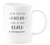quotedazur Café-Croissant - Mug Je Ne Suis Pas Parfait Mais Je Suis Coach - Cadeau Métier Travail Cadeau Pot De Départ Chef Mutation Tasse Retraite Noël Au - Blanc/Céramique