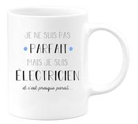quotedazur Café-Croissant - Mug Je Ne Suis Pas Parfait Mais Je Suis Electricien - Cadeau Métier Travail Cadeau Pot De Départ Chef Mutation Tasse Retraite Noël Au - Blanc/Céramique
