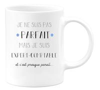 quotedazur Café-Croissant - Mug Je Ne Suis Pas Parfait Mais Je Suis Expert comptable - Cadeau Métier Travail Cadeau Pot De Départ Chef Mutation Tasse Retraite Noël Au - Blanc/Céramique