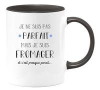 quotedazur Café-Croissant - Mug Je Ne Suis Pas Parfait Mais Je Suis Fromager - Cadeau Métier Travail Cadeau Pot De Départ Chef Mutation Tasse Retraite Noël Au - Noir/Céramique