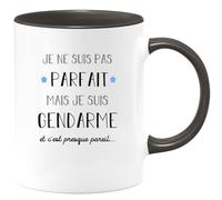 quotedazur Café-Croissant - Mug Je Ne Suis Pas Parfait Mais Je Suis Gendarme - Cadeau Métier Travail Cadeau Pot De Départ Chef Mutation Tasse Retraite Noël Au - Noir/Céramique