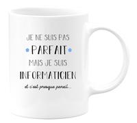 quotedazur Café-Croissant - Mug Je Ne Suis Pas Parfait Mais Je Suis Informaticien - Cadeau Métier Travail Cadeau Pot De Départ Chef Mutation Tasse Retraite Noël Au - Blanc/Céramique