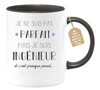 quotedazur Café-Croissant - Mug Je Ne Suis Pas Parfait Mais Je Suis Ingenieur - Cadeau Métier Travail Cadeau Pot De Départ Chef Mutation Tasse Retraite Noël Au - Noir/Céramique