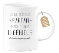 quotedazur Café-Croissant - Mug Je Ne Suis Pas Parfait Mais Je Suis Ingenieur - Cadeau Métier Travail Cadeau Pot De Départ Chef Mutation Tasse Retraite Noël Au - Blanc/Céramique