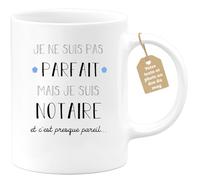 quotedazur Café-Croissant - Mug Je Ne Suis Pas Parfait Mais Je Suis Notaire - Cadeau Métier Travail Cadeau Pot De Départ Chef Mutation Tasse Retraite Noël Au - Blanc/Céramique