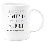 quotedazur Café-Croissant - Mug Je Ne Suis Pas Parfait Mais Je Suis Policier - Cadeau Métier Travail Cadeau Pot De Départ Chef Mutation Tasse Retraite Noël Au - Blanc/Céramique