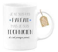 quotedazur Café-Croissant - Mug Je Ne Suis Pas Parfait Mais Je Suis Technicien - Cadeau Métier Travail Cadeau Pot De Départ Chef Mutation Tasse Retraite Noël Au - Blanc/Céramique