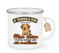quotedazur Café-Croissant - Mug Je Travaille Dur Pour Offrir Une Vie Meilleure À Mon Chien, Cadeau Tasse Idéal - Blanc/emaille