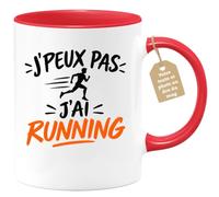 quotedazur Café-Croissant - Mug J'peux Pas J'ai Running - Rouge/Céramique | Mug en Céramique avec Design Humoristique de Running