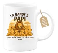 quotedazur Café-Croissant - Mug La Bande À Papi Louis Noah Anna Léo Lucas Chloé Adam - Blanc/céramique