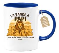quotedazur Café-Croissant - Mug La Bande À Papi Louis Noah Anna Léo Lucas Chloé Adam - Bleu/céramique