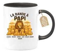 quotedazur Café-Croissant - Mug La Bande À Papi Louis Noah Anna Léo Lucas Chloé Adam - Noir/céramique