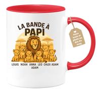 quotedazur Café-Croissant - Mug La Bande À Papi Louis Noah Anna Léo Lucas Chloé Adam - Rouge/céramique