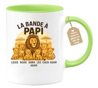quotedazur Café-Croissant - Mug La Bande À Papi Louis Noah Anna Léo Lucas Chloé Adam - Vert/céramique
