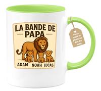 quotedazur Café-Croissant - Mug La Bande De Papa Adam Noah Lucas - Cadeau Spécial Pour Papa Et Ses Enfants - Vert/céramique
