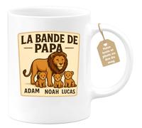 quotedazur Café-Croissant - Mug La Bande De Papa Adam Noah Lucas - Cadeau Spécial Pour Papa Et Ses Enfants - Blanc/céramique