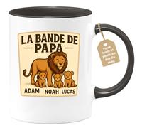 quotedazur Café-Croissant - Mug La Bande De Papa Adam Noah Lucas - Cadeau Spécial Pour Papa Et Ses Enfants - Noir/céramique