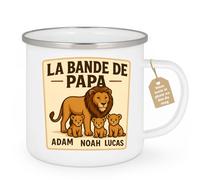 quotedazur Café-Croissant - Mug La Bande De Papa Adam Noah Lucas - Cadeau Spécial Pour Papa Et Ses Enfants - Blanc/emaille