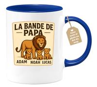 quotedazur Café-Croissant - Mug La Bande De Papa Adam Noah Lucas - Cadeau Spécial Pour Papa Et Ses Enfants - Bleu/céramique