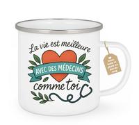 quotedazur Café-Croissant - Mug La Vie Est Meilleure Avec Des Médecins Comme Toi, Un Message Spécial - Blanc/emaille