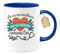 quotedazur Café-Croissant - Mug La Vie Est Meilleure Avec Des Médecins Comme Toi, Un Message Spécial - Bleu/céramique