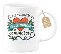 quotedazur Café-Croissant - Mug La Vie Est Meilleure Avec Des Médecins Comme Toi, Un Message Spécial - Blanc/céramique