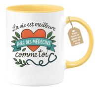 quotedazur Café-Croissant - Mug La Vie Est Meilleure Avec Des Médecins Comme Toi, Un Message Spécial - Jaune/céramique