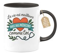 quotedazur Café-Croissant - Mug La Vie Est Meilleure Avec Des Médecins Comme Toi, Un Message Spécial - Noir/céramique